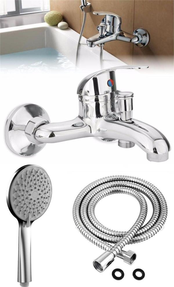 Depolife Banyo Duş Bataryası Sıcak Soğuk Mix Banyo Çeşmesi Ve Spiral Hortum Ve Başlık Seti Prinç - Image 1