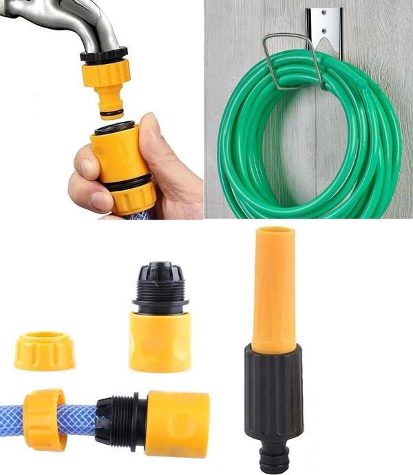 Depolife Bahçe Sulama Hortum Seti Sarma Aparatı Tabanca Fıskiye Yağmurlama Başlık Bağlatı Kaplin Seti - Image 1