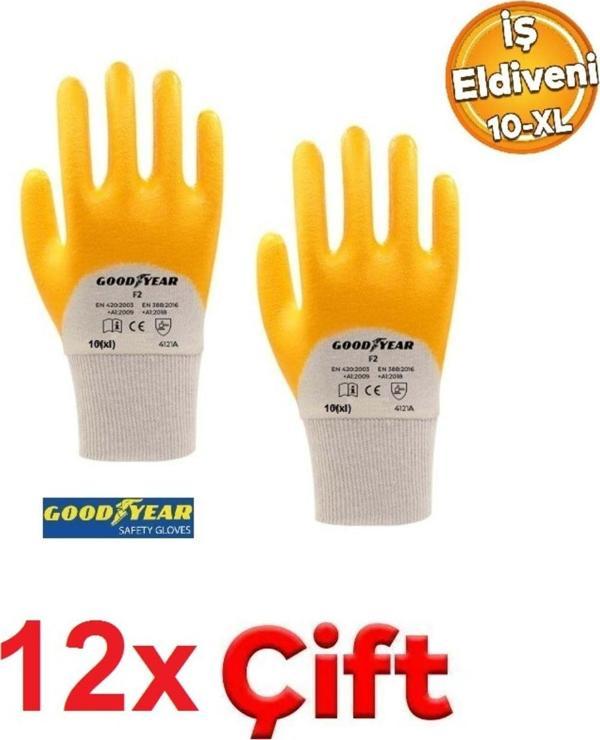 Depolife Goodyear F2 Nitril Full Kaplama Eldiven Kalın Nitrit Kaplama Sızdırmaz 12 Çift Xl - Image 1