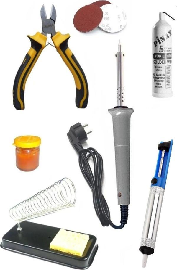 Depolife Kalem Havya Sehpası Lehim Pasta Yan Keski Takım Elektronikçi Lehim Seti Zımparalı 40W - Image 1