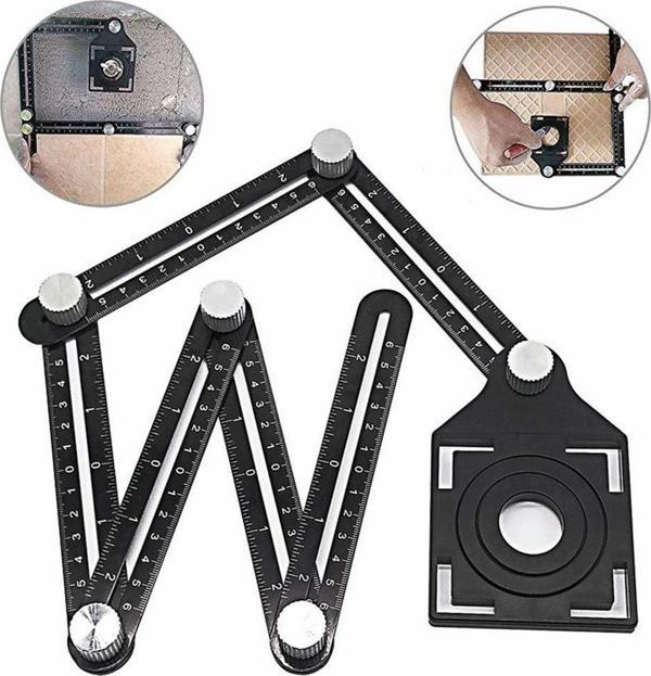 Kustar Rox Wood 0071 Alüminyum Çok Fonksiyonlu Delik Şablon Cetveli - Image 1