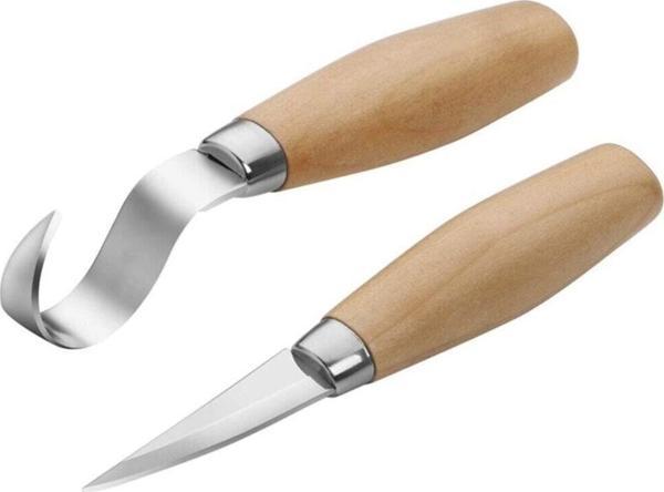 Depolife Ahşap Oyma Alet Seti Kaşık Kuksa Oval Düz Oyma Yontma Bıçağı Seti 2 Parça - Image 1