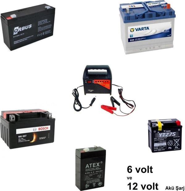 Depolife Araç Aküsü Ups Aküsü Güç Kaynağı Aküsü Tekne Akülü Araba Şarj Cihazı 6Volt 12 Volt 6 Amper - Image 1