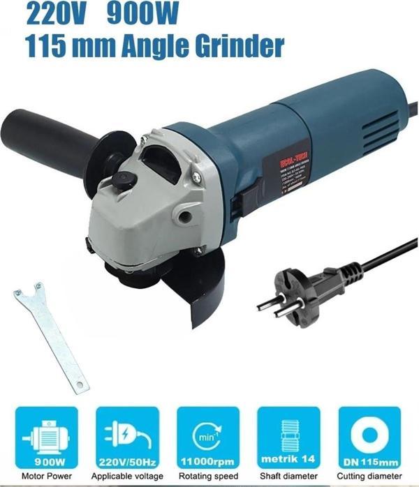 Depolife 900W Avuç Taşlama Makinesi 100/115Mm Spral Taşlma Slikon Kordonlu Sökme Anahtarlı - Image 1