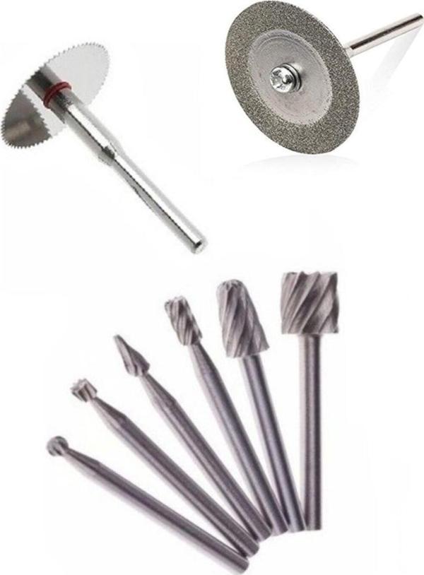 Depolife Dremel Proxxon Banco Grinder Uyumlu Ahşap Oyma Elmas Kesici Mini Kesici 10Lu Hobi Seti - Image 1