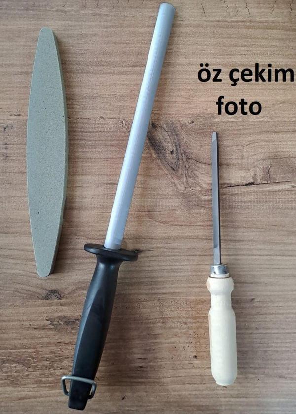 Depolife Bıçak Bileme Oval Masat İnce Eğe Ve Bileme Taşı Seti Satır Nacak Bileme İçin 3Lü Set - Image 1