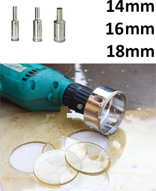 Depolife Cam Fayans Mermer Granit Porselen Delme Pancı Boru Tipi Elmas Karot Uç 14Mm 16Mm 18Mm (3Lü) - Image 1