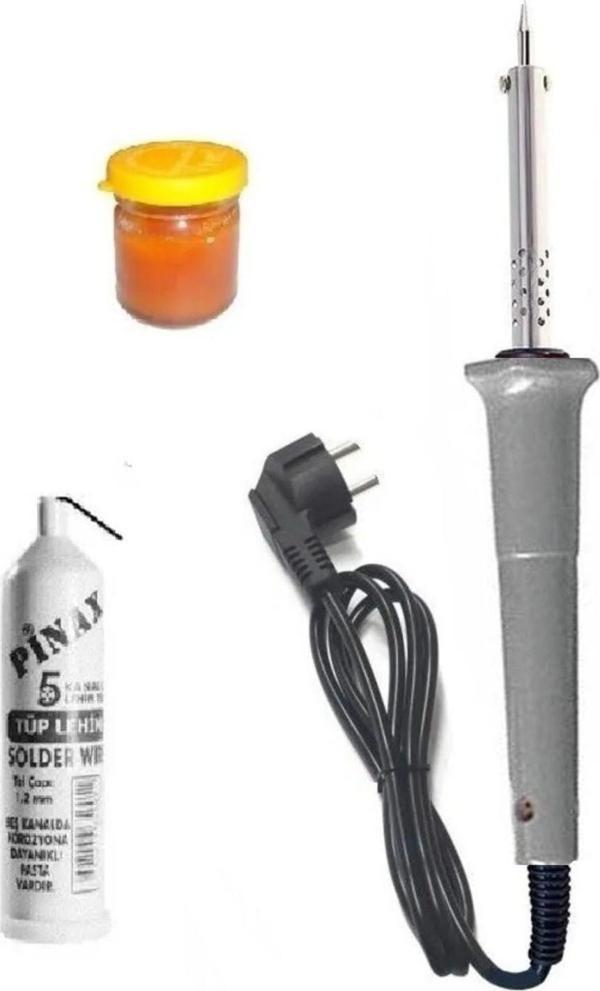 Depolife 40W Ahşap Saplı Kalem Havya Seti Lehim Makinası Pasta Zımpara 3 Parçalı Set Takım - Image 1