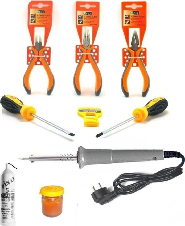 Depolife 40W Kalem Havya Fuji Yankeski Pense Gargaburun Tornavida Lehim Pastası Profesyonel Elektronikçi Seti - Image 1