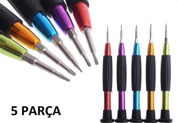 Depolife 5 Parçalı Saatci Telefoncu Tornavida Tamir Takımı Seti Gözlük Mini Düz Yıldız Alyan T5 T6 - Image 1