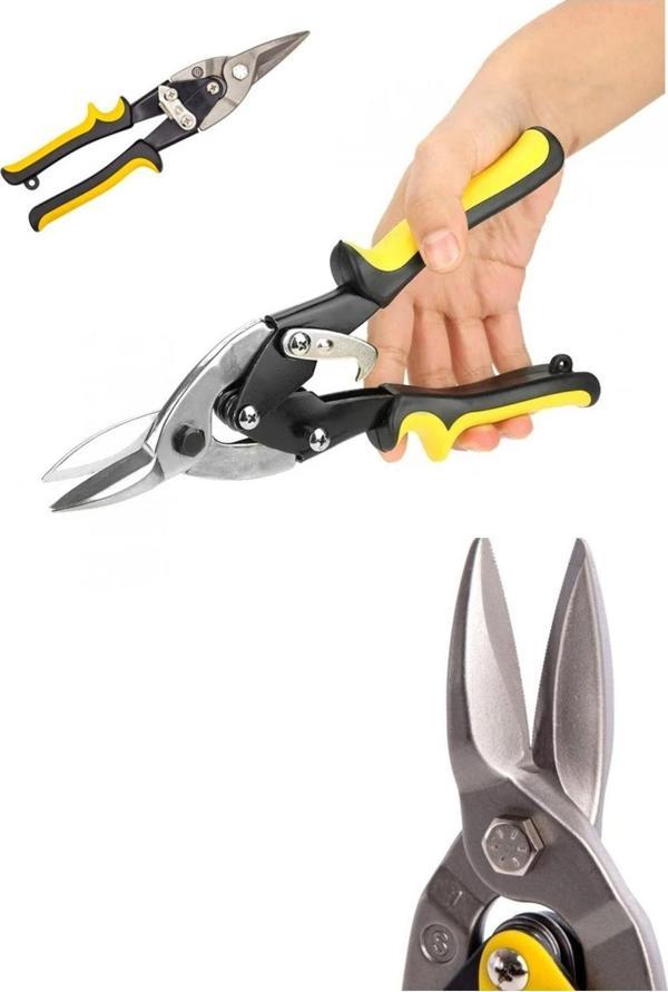 Depolife Saç Teneke Alüminyum Karton Kesme Makası Düz Çeneli Makas Düz Ağız Kaportacı Makası 250Mm - Image 1