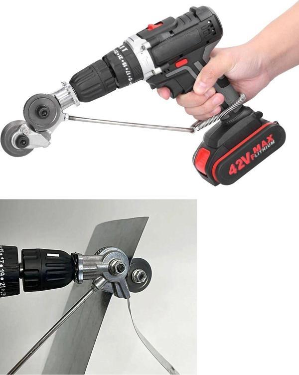 Depolife Şarjlı Matkaplar Için Metal Plaka Ve Sac Kesme Aparatı Açılı Oval Çatı Sacı Hızlı Kesici - Image 1
