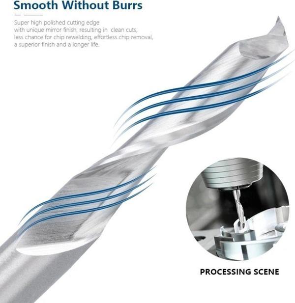 Depolife Freze İçin Kesim Tek Flüt Karbür End Mill 1,6Mm Cnc Uç Spiral Yönlendirici Alüminyum Bakır Ahşap Mdf - Image 1