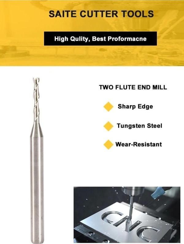 Depolife Freze İçin Kesim Tek Flüt Karbür End Mill 2Mm Cnc Uç Spiral Yönlendirici Alüminyum Bakır Ahşap Mdf - Image 1