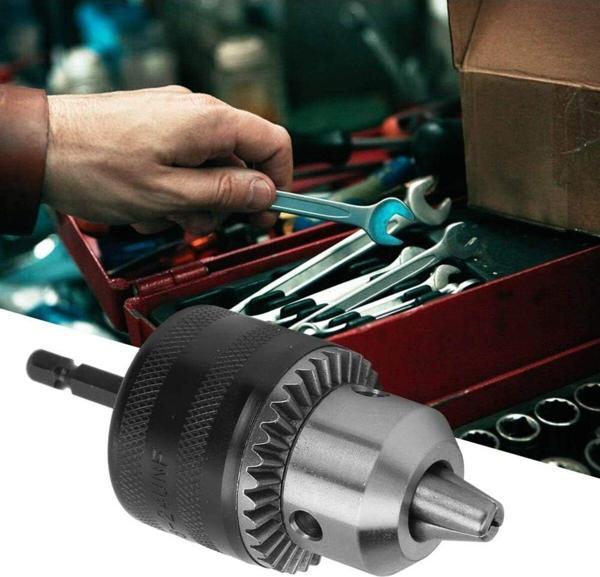 Depolife Hex Adaptörlü Matkap Mandreni 1/4 Altıgen Şaftlı 10Mm 3/8 Anahtarlı Metal Mandren Anahtarlı - Image 1