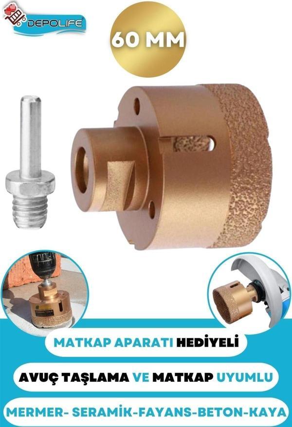 Depolife 60 Mm Granit Mermer Seramik Fayans Beton Taş Delme Panç Spiral Avuç Taşlama Matkap Uyumlu M14 Aparat - Image 1
