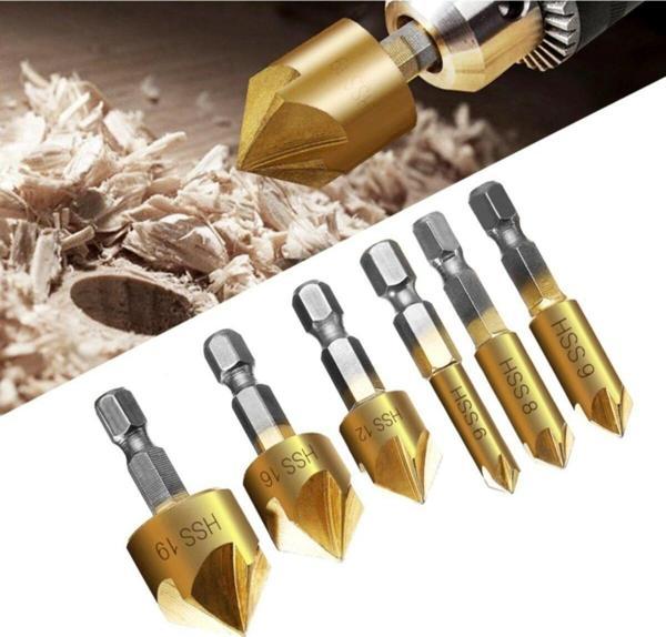 Depolife Hss Pah Havşa Açıcı Matkap Ucu 1/4 Hex Saplı Kesici Takım Pnömatik 6Mm-19Mm 6 Adet Set - Image 1
