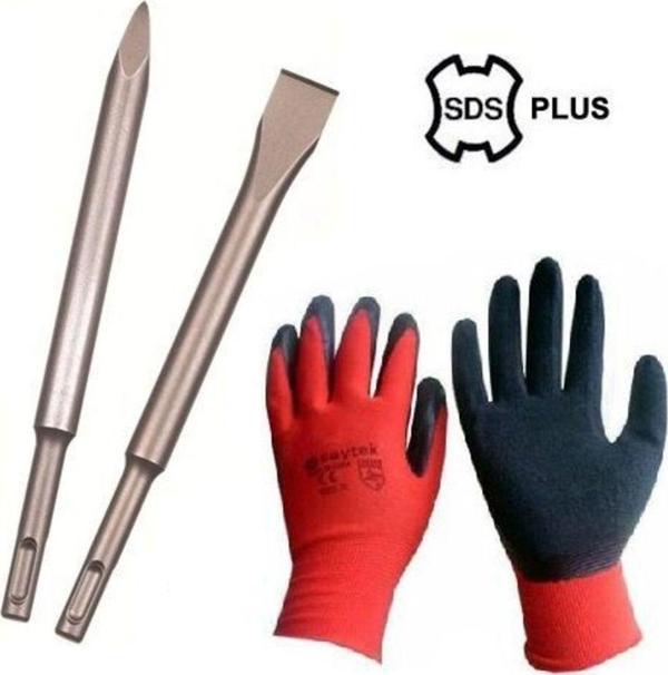 Depolife Kesici Kırıcı Delici Uç Ve Eldiven Seti Sds Plus Keski Hilti Ucu Seti Keski Murç - Image 1
