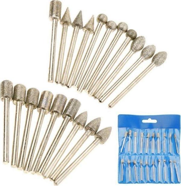 Depolife Dremel Proxxon Benzeri Kalıpcı Taşlama Cam Fayans Delme Mermer Granit Aşındırma Elmas Freze Uc Seti - Image 1