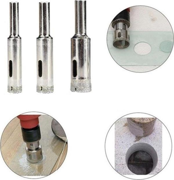 Depolife Mermer Granit Fayans Cam Yuvarlak Delme Pancı 10Mm 12Mm 14Mm Elmas Uç Delik Açma Matkap Karot 3 Lü - Image 1