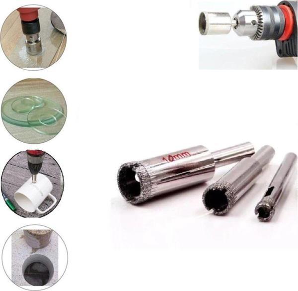 Depolife Mermer Granit Fayans Cam Yuvarlak Delme Pancı 3Mm 4Mm 12Mm Elmas Uç Delik Açma Matkap Karot 3 Parça - Image 1