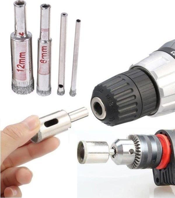 Depolife Mermer Granit Fayans Cam Yuvarlak Delme Pancı 3Mm 4Mm 5Mm 6Mm Elmas Uç Delik Açma Matkap 4 Parça - Image 1