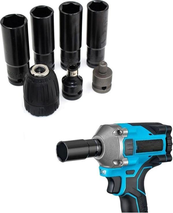 Depolife Somun Sökme Sıkma Torklu Makine Için 4Lü Lokma Seti Mandren Ve Bits Adaptör 1/2 Bijon - Image 1