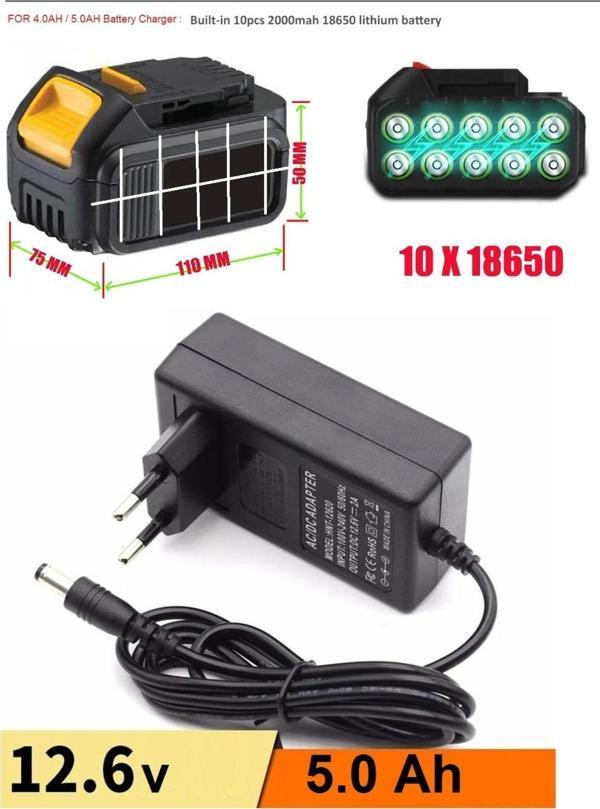 Depolife Şarjlı Matkap Için Şarj Adaptörü 12 Volt 14V 18V 20V 48V 58V Li-On Pil Şarj 5.0 Mh Üniversal - Image 1