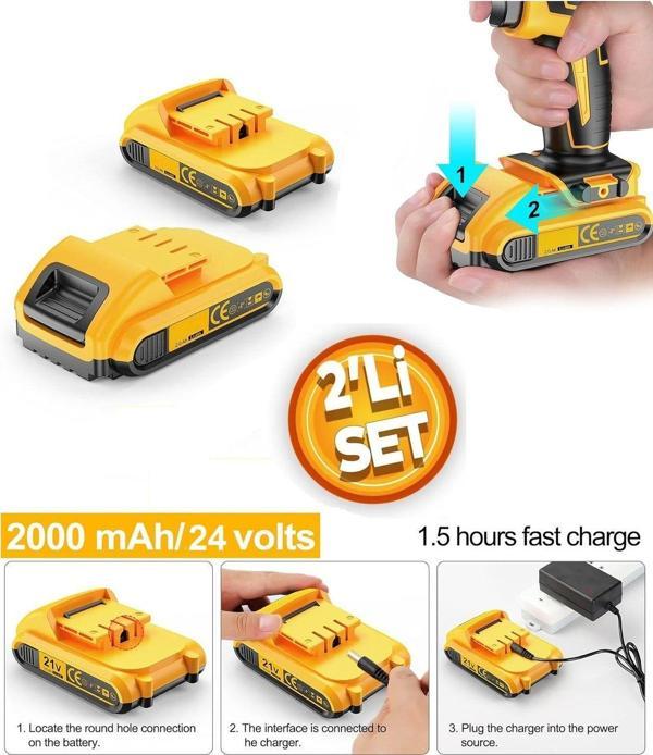 Depolife Şarjlı Matkap Için Yedek Batarya 24V 21V 18V 16.8V 14V 12 Volt Şarjlı Makine Aküsü Üniversal Pil - Image 1