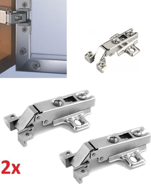 Samet Alüminyum Düz Menteşe 2 Adet Metal Kapak Menteşesi - Mobilya Bağlantı Elemanları - Image 1