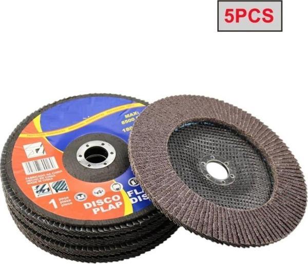 Depolife 180Mm Flap Disk Zımpara Seti Taşlama Makinesi İçin Büyük Form Metal Ahşap Zımparalama Diski 5 Adet - Image 1
