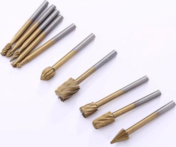 Depolife 10 Parça Hss Titanyum Ahşap Için Freze Uç Seti Dremel Benzeri Gravür Makinası Için Kalıpçı 3Mm Şaft - Image 1
