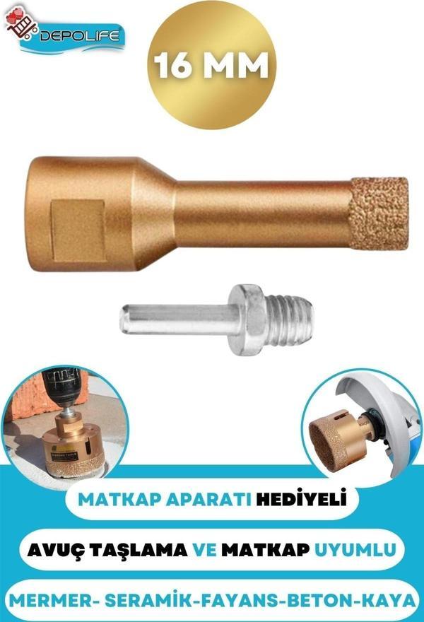 Depolife 16 Mm Granit Mermer Seramik Fayans Beton Taş Delme Panç Spiral Avuç Taşlama Matkap Uyumlu M14 Aparat - Image 1