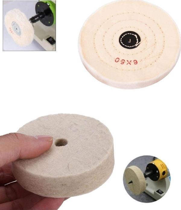 Depolife Kuyumcu Metal Altın Gümüş Parlatma Polisaj Keçesi Cizik Giderici Yün Pamuklu 2Li Disk Seti Seti - Image 1