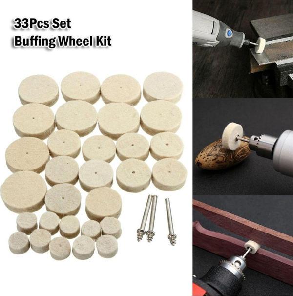 Depolife Polisaj Cila Parlatma Keçesi Yün Keçe Dremel Matkap Ucu 13Mm Ve 25Mm Toplam 33 Lü Set - Image 1