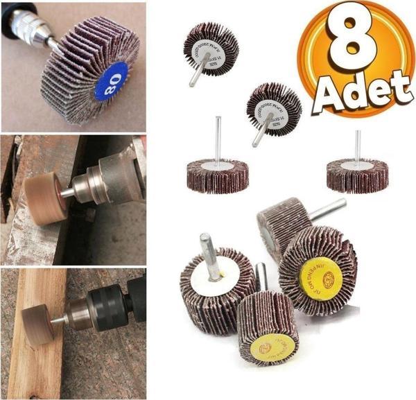 Depolife Mini Gravür Makinaları Için Mop Flap Disk Zımpara Seti 8Li 3Mm Sap Çoklu Yaprak Zımpara Takımı - Image 1