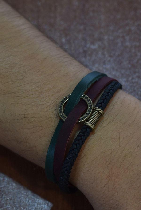 Depolife Çoklu Hakiki Deri Örmeli Erkek Bileklik - Image 1