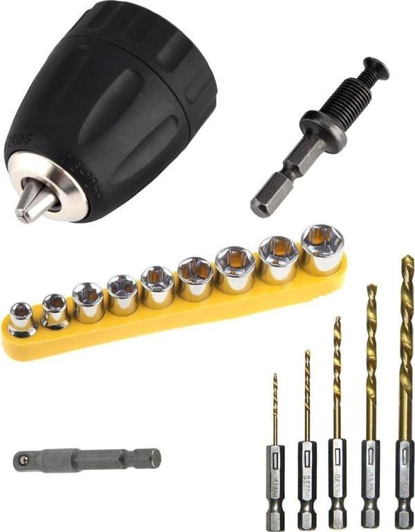 Depolife Altıgen Hex Adaptörlü Shank 1/4" Girişli 3/8" Mandren Lokma Matkap Ucu Seti - Image 1