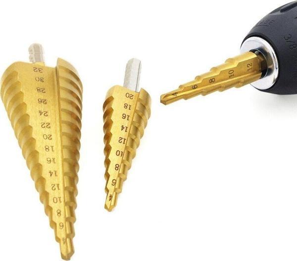 Depolife Ayarlı Matkap Ucu Titanyum Hss Çelik Yüksek Hız Demir Çelik Plastik Bakalit Kademeli Delme 3 Parçalı - Image 1