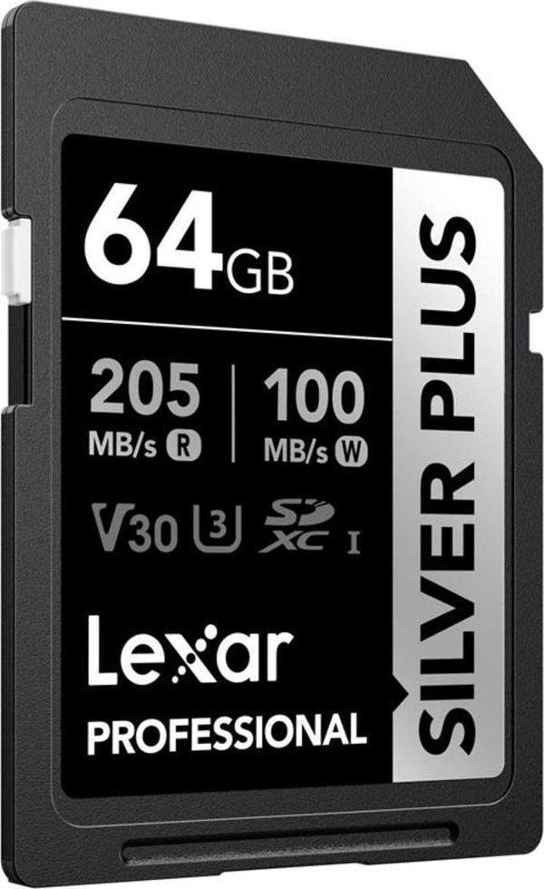 Lexar 64Gb Lsdsıpl064G-Bnnng Professıonal Sılver Plus Sdxc Uhs-I Cards Up To 205Mb/S Read 100Mb/S Wr - Image 1