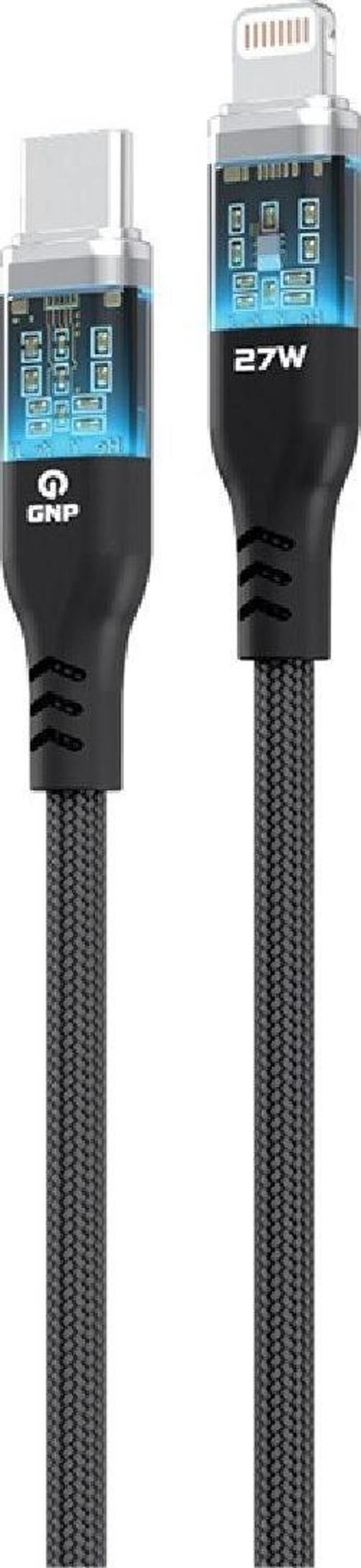 GNP Neon Işıklı USB-C to Lightning Kablo 2 Metre Gri - Image 1