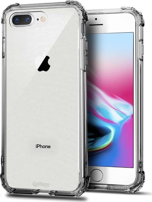 Blogy iPhone 8 Plus / 7 Plus ile Uyumlu Crystal Fit Kılıf Smoke Black - Image 1