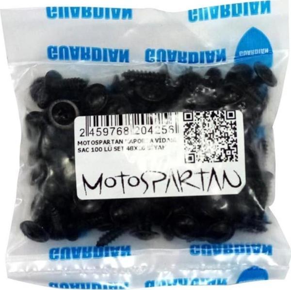 Motospartan Kaporta Vidası Sac 100 Lü Set 4,8x16 Siyah - Image 1