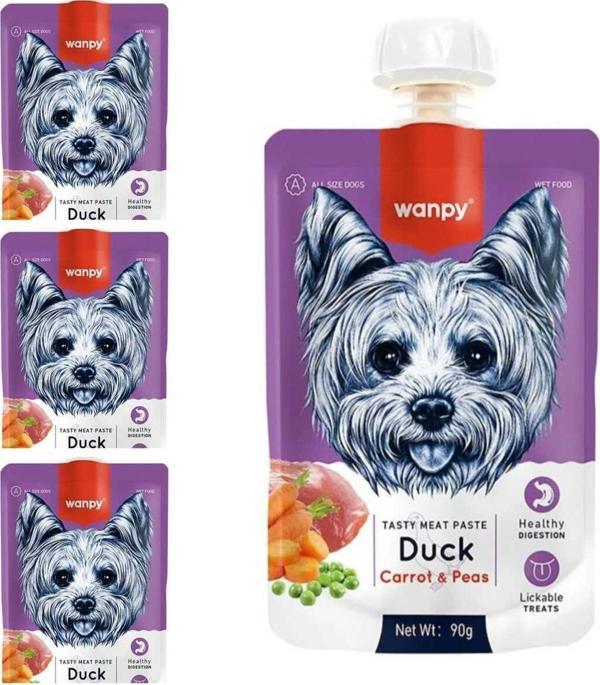 Wanpy Neo Taze Ördekli Havuçlu Köpek Et Ezmesi Köpek Ödülü 90 Gr. X 4 Adet - Image 1