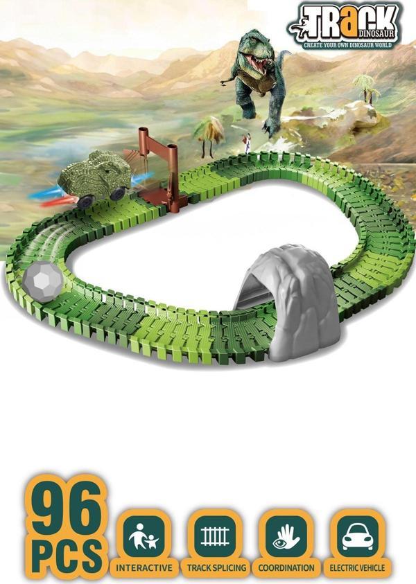 96 Parça Dinozor Temalı Hareketli Raylar Dinozor Araçlı - Image 1