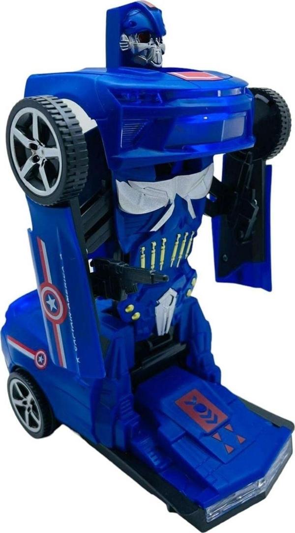 Avengers Sesli Işıklı Robota Dönüşen Araba Kaptan Amerika Robot Olan Transform Dans Eden Araç - Image 1
