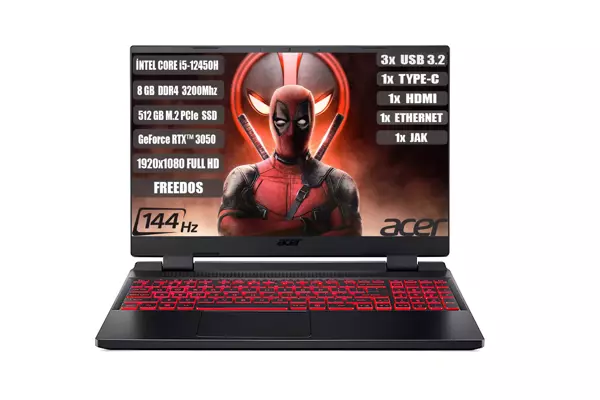 Acer Nitro 5 AN515-58-544K NH.QFJEY.007 i5-12450H 8 GB 512 GB SSD RTX3050 15.6" Full HD Gaming Laptop - Image 1