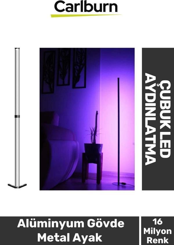 2 Metre Usb Giriş Alüminyum Gövde Metal Ayak Rgb Uzaktan Kumandalı Çubuk Led Aydınlatma - Image 1