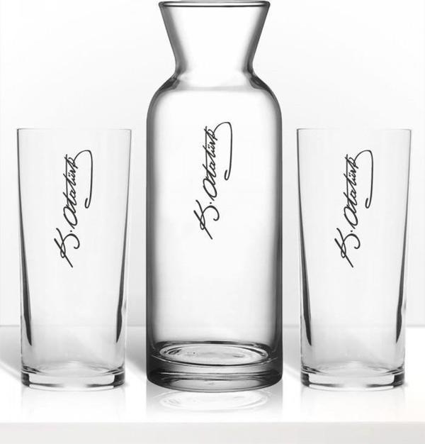 Atatürk İmzalı Renkli Rakı Karaf Seti - Image 1
