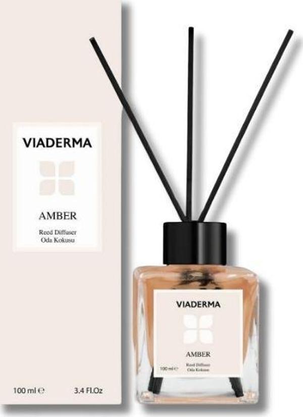 Viaderma Kare Şişe Amber Esansı Bambu Çubuklu Oda Kokusu 100 ml - Image 1